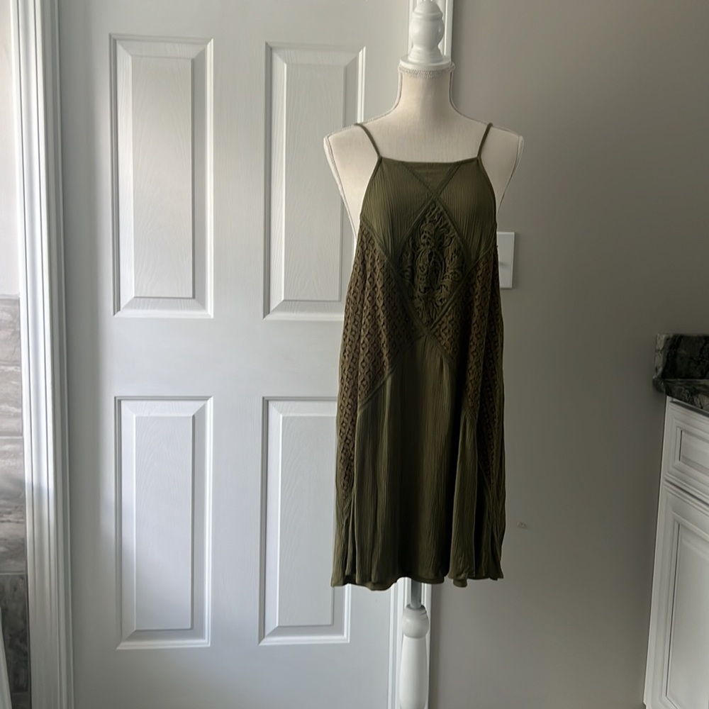 Sundress, olive green.